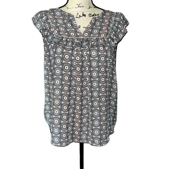 LOFT pink & green sleeveless blouse small - Picture 1 of 7